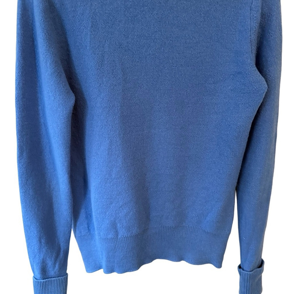 Stephanie Phillips Blue 100% Merino Wool Full-Zip Sweater Size 8 Classic Luxury - Picture 12 of 13